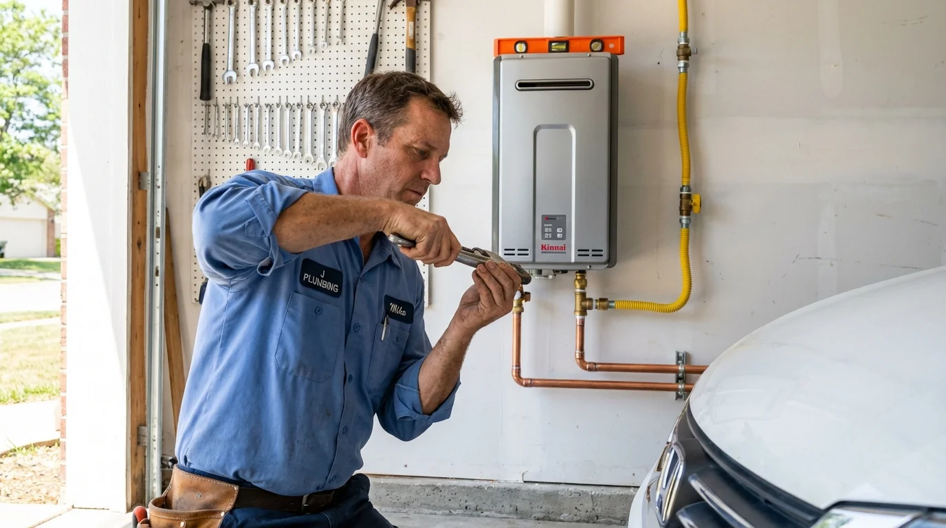 Tankless water heater installation by a Johns Plumbing LLC plumber in Perris
